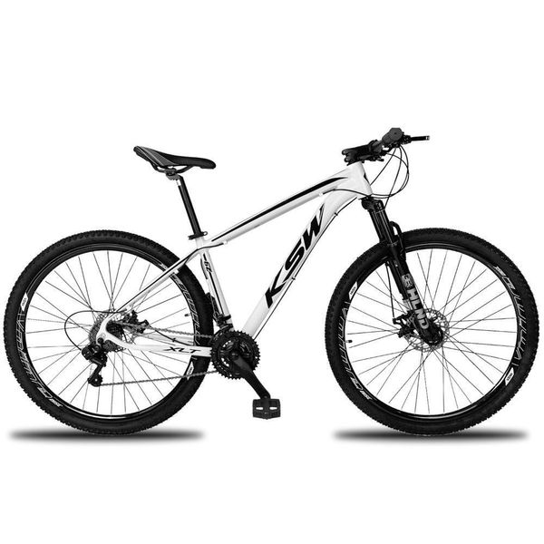 Bicicleta Aro 29 Ksw Xlt 21 Marchas Shimano E Freios A Disco - 15 Branco-preto