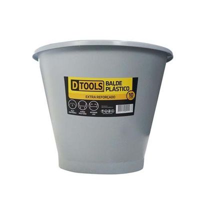 Balde Plástico Extra Reforçado 10 Litros Cinza - Dtools