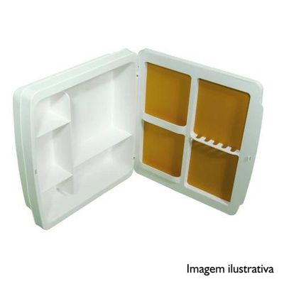 Armário Plástico Branco 38x35cm Para Banheiro - Com Espelho 31x27cm