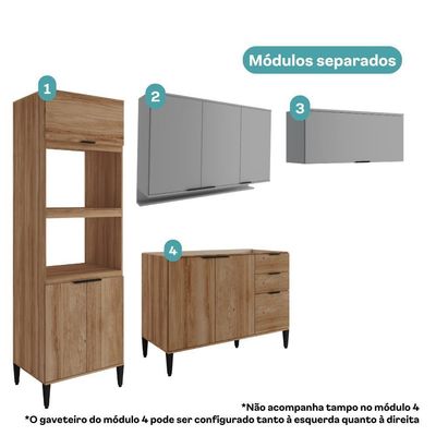 Armário De Cozinha Completa Miami Edge Carraro Freijó Com Cinza Titânio