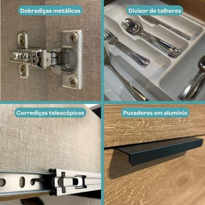 Armário De Cozinha Completa Miami Edge Carraro Freijó Com Cinza Titânio