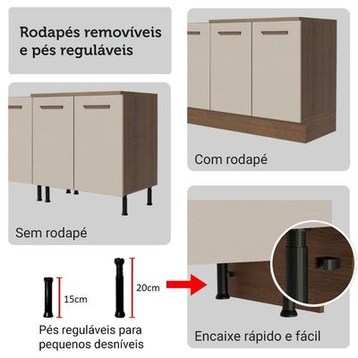 Armário De Cozinha Completa 270cm Rustic/crema Agata Madesa 11