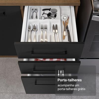 Armário De Cozinha Completa 270cm Rustic/preto Agata Madesa 11