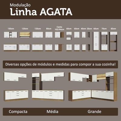 Armário De Cozinha Completa 270cm Rustic/branco Agata Madesa 11