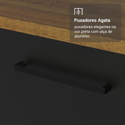 Armário De Cozinha Completa 270cm Rustic/preto Agata Madesa 11
