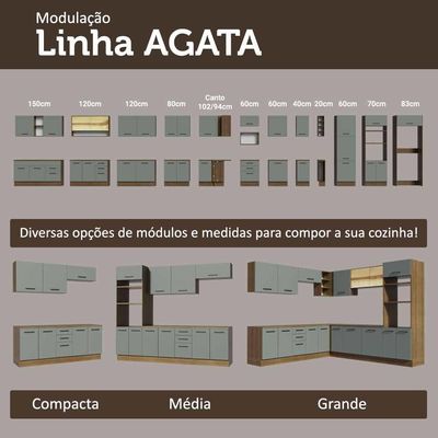 Armário De Cozinha Completa 270cm Rustic/cinza Agata Madesa 11