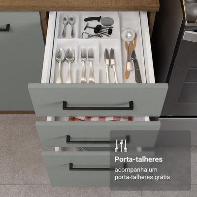 Armário De Cozinha Completa 270cm Rustic/cinza Agata Madesa 11