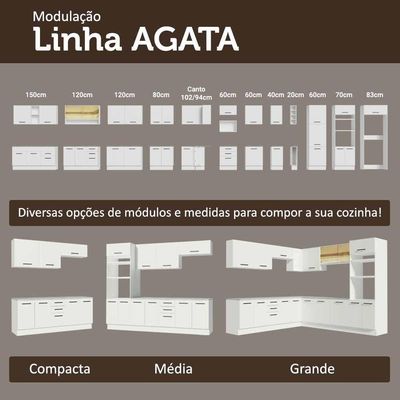 Armário De Cozinha Completa 270cm Branco Agata Madesa 11