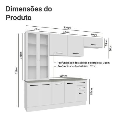 Armário De Cozinha Completa 270cm Branco Agata Madesa 11