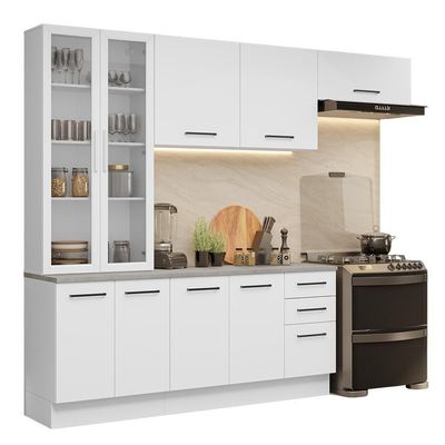Armário De Cozinha Completa 270cm Branco Agata Madesa 11