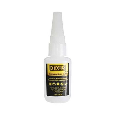 Adesivo Instantâneo 20g Uso Geral Secagem Rápida - Ideal Para Mdf, Pvc, Eva - Dtools