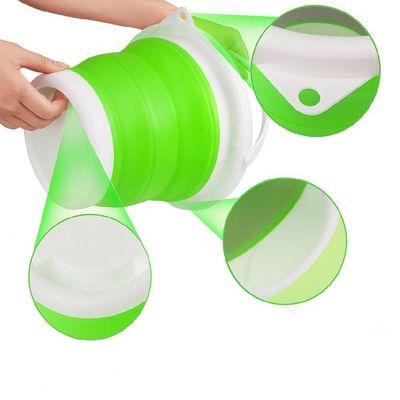Balde Flexivel Silicone Dobravel Cesto Portátil Flash Mop 10l Grande Roupa Agua Gelo Multiuso Verde
