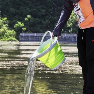 Balde Flexivel Silicone Dobravel Cesto Portátil Flash Mop 10l Grande Roupa Agua Gelo Multiuso Verde