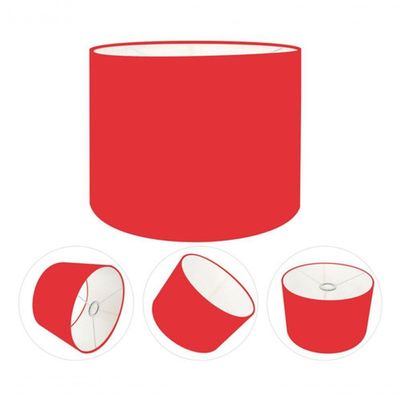 Cúpula Abajur E Luminária Cilíndrica Vivare Cp-7016 ø35x30cm - Bocal Nacional Vermelho