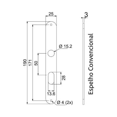 Fechadura Perfil Estreito Banheiro 21mm - 3f