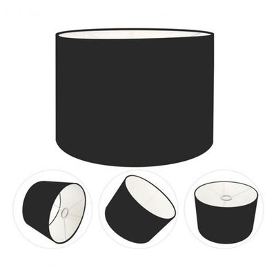 Cúpula Abajur E Luminária Cilíndrica Vivare Cp-7017 ø40x21cm - Bocal Nacional Preto-preto