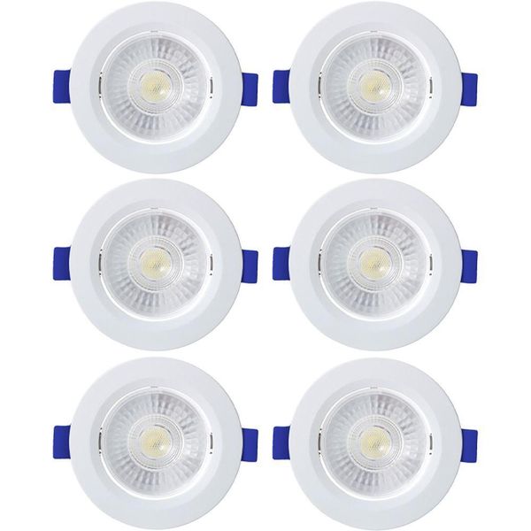 Kit 6 Spot De Led Embutir Slim Mr11 Redondo 3w Bivolt 6500k Frio