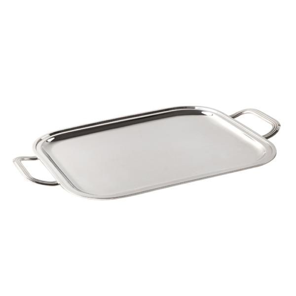 Bandeja lisa com alças em prata Silverlux 40x31cm
