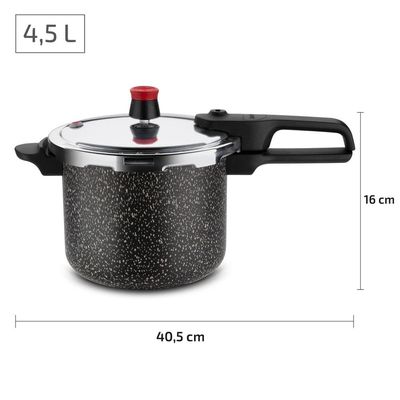 Panela de Pressão Rochedo Segura Stone Pro com Revestimento Antiaderente em Minerium 4,5 Litros  Preto e Cinza