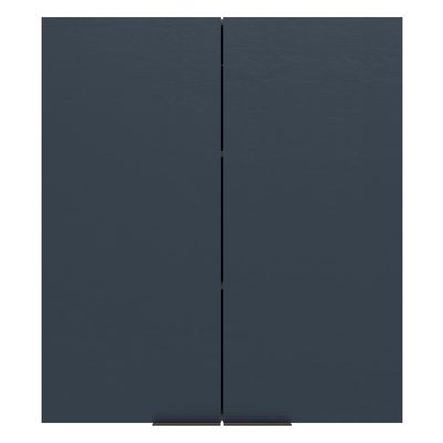 Armário Aéreo Bartira Cristal com 2 Portas, 2 Prateleiras e 80cm de largura - Lâmina Mel/Azul Royal