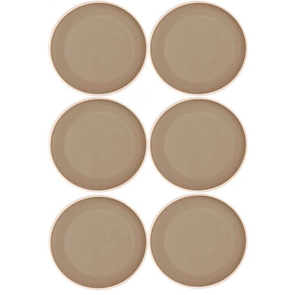 Kit 6 Pratos Raso Melamina Class Bege 27cm Wolff Cozinha Servir Mesa Posta Jantar Almoço