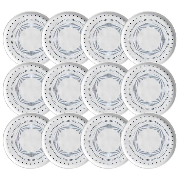 Kit 12 Pratos para Sobremesa Branco Cerâmica 21,5cm Buffet