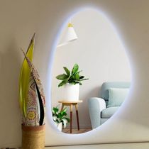 Espelho Orgânico Com LED À Pilha Ou Fonte Decorativo Frio A Pilha 45x70