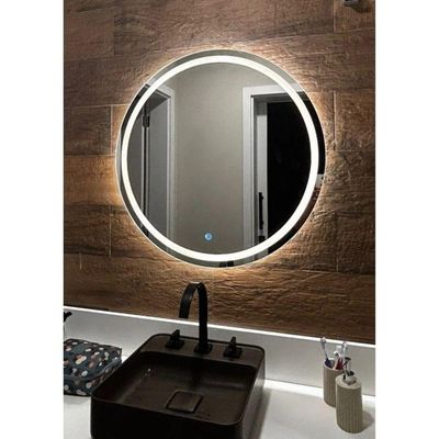 Espelho Brillare Redondo Jateado Com 3 Tons De LED e Botão Touch Screen Fonte Slim 80x80
