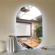 Espelho Brillare Orgânico Oval Grande Com LED 80x50cm Lapidado À Pilha Ou Fonte Branco Frio Fonte