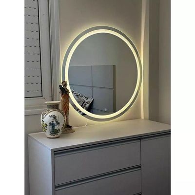 Espelho Brillare Redondo Jateado Com 3 Tons De LED e Botão Touch Screen Fonte Slim 60x60