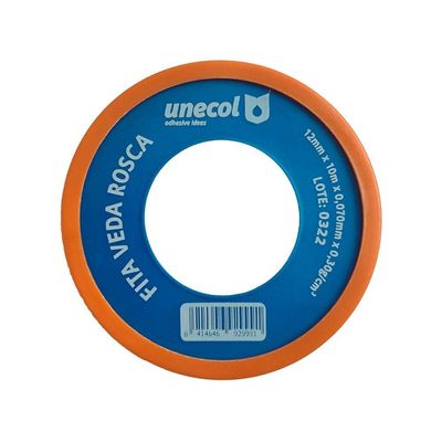 Kit 5 Fitas Veda Rosca 12mm 10 Metros Vedação Hidráulica Canos Torneiras Teflon