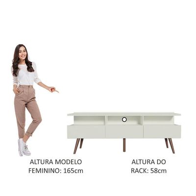 Rack Para Tv Até 65 Polegadas Madesa Londres Com Pés Retro - Branco