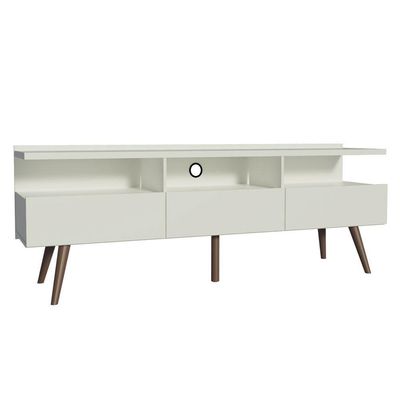 Rack Para Tv Até 65 Polegadas Madesa Londres Com Pés Retro - Branco