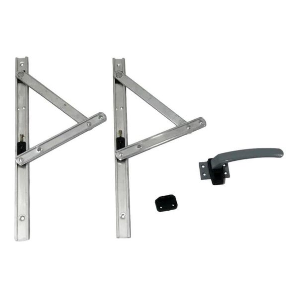 Kit Braço Janela Maxim-ar 30cm + Fecho Alavanca Natural