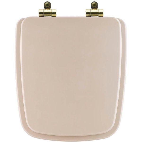 Assento Sanitário Poliéster Soft Close Boss Beige (bege Fosco) Para Vaso Incepa Com Ferragem Dourada