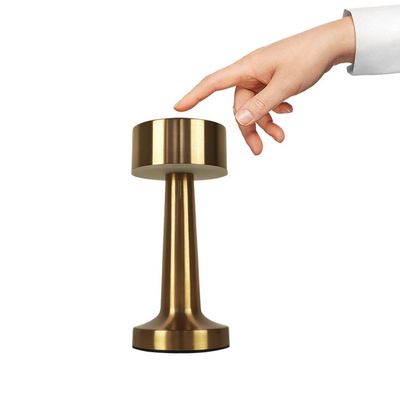 Luminária Abajur Mesa Led Jimp Dimerizável S/ Fio Recarregável Taschibra Ouro