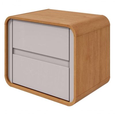 Mesa De Cabeceira 2 Gavetas Loop - Lopas Amendoa Clean-off White