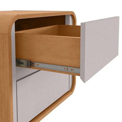 Mesa De Cabeceira 2 Gavetas Loop - Lopas Amendoa Clean-off White