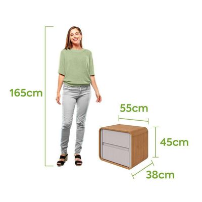 Mesa De Cabeceira 2 Gavetas Loop - Lopas Amendoa Clean-off White