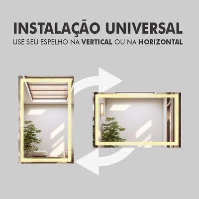 Espelho Jateado Com 3 Tons De LED e Touch Screen Fonte Slim 80x50