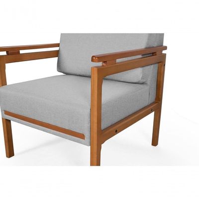 Poltrona Decorativa Montreal Para Sala De Estar Escritório Recepção Linho Cinza