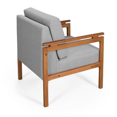 Poltrona Decorativa Montreal Para Sala De Estar Escritório Recepção Linho Cinza