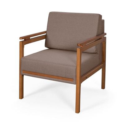 Poltrona Decorativa Montreal Para Sala De Estar Escritório Recepção Linho Marrom