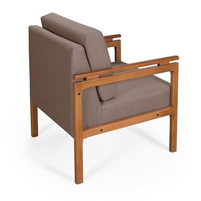 Poltrona Decorativa Montreal Para Sala De Estar Escritório Recepção Linho Marrom