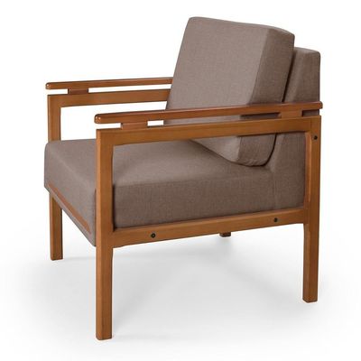 Poltrona Decorativa Montreal Para Sala De Estar Escritório Recepção Linho Marrom