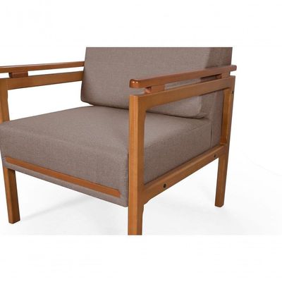 Poltrona Decorativa Montreal Para Sala De Estar Escritório Recepção Linho Marrom