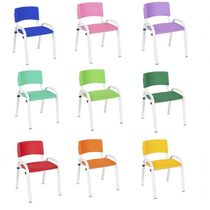 Kit 10 Cadeiras Infantil Iso, Escola, Base Branco - Variados