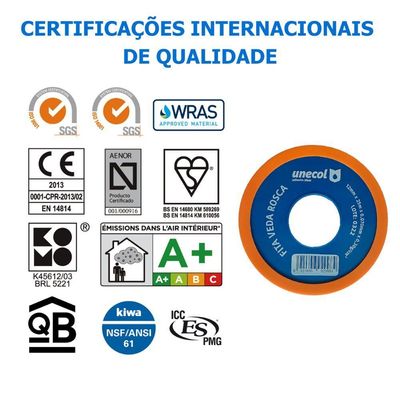 Kit 10 Fita Veda Rosca 12mm 50 Metros Vedação Hidráulica Canos Torneiras Teflon