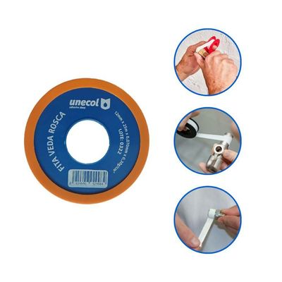 Kit 10 Fita Veda Rosca 12mm 50 Metros Vedação Hidráulica Canos Torneiras Teflon