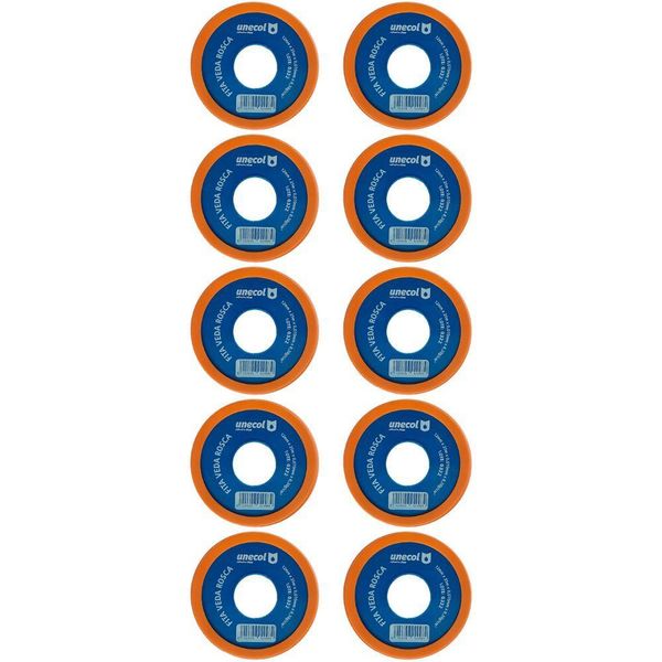 Kit 10 Fita Veda Rosca 12mm 50 Metros Vedação Hidráulica Canos Torneiras Teflon